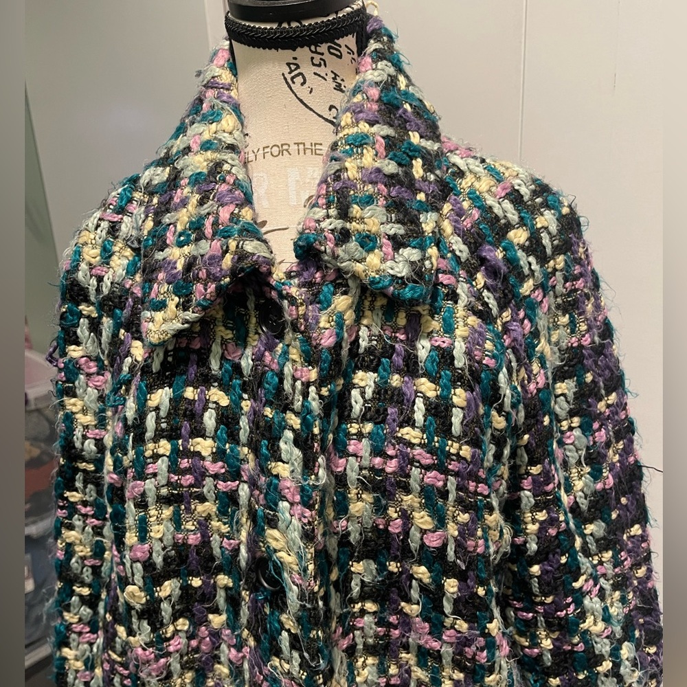 Eva Mendes for New York & Company Bouclé Tweed Coat – Size L - Picture 6 of 9